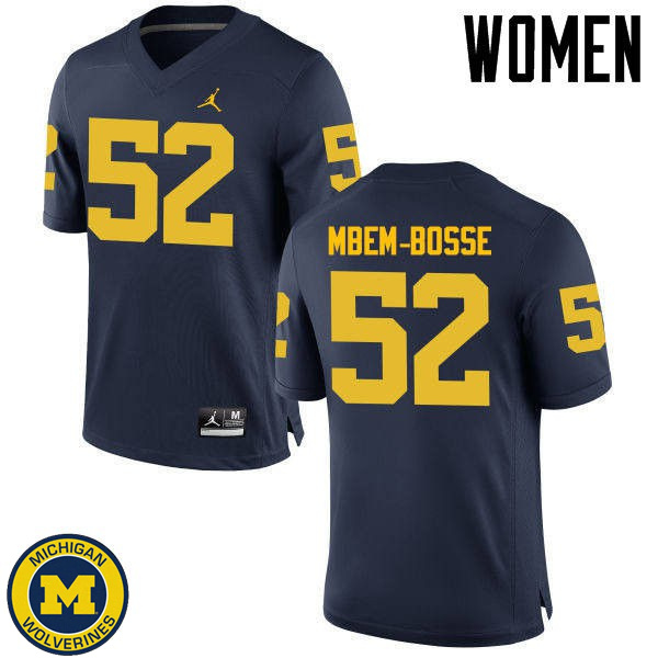 Womens Michigan Wolverines #52 Elysee Mbem-Bosse Navy University Jersey